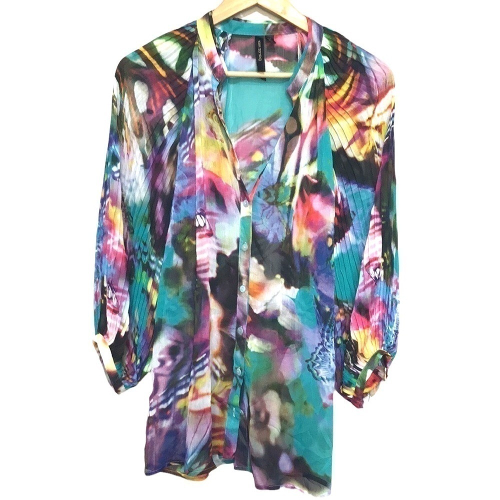 NWOT Dolce Vita sheer pleated sleeves button down blouse size 4 oversized